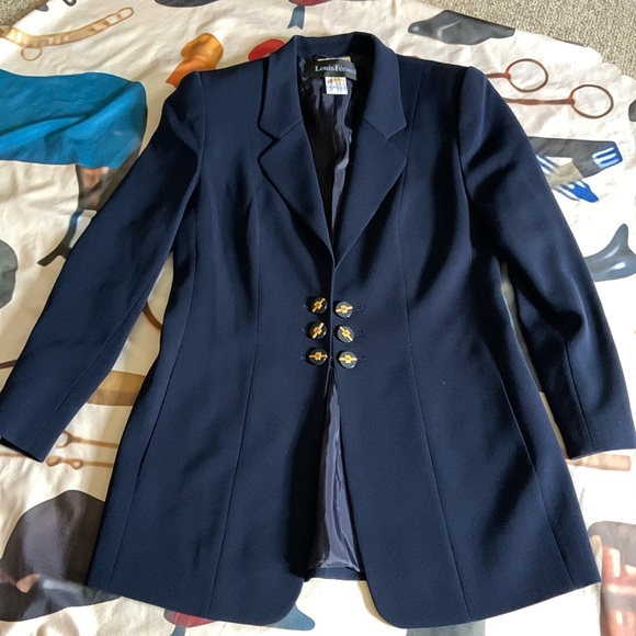 Louis Féraud classic long blazer French cuffs made in Germany 100% virgin wool - Picture 1 of 12